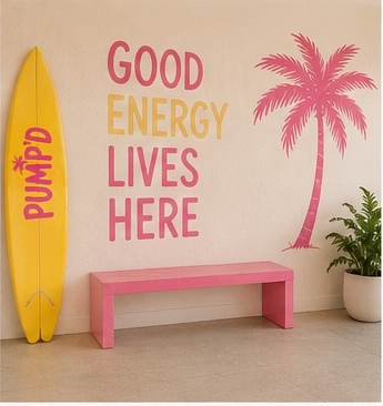 Good Energy Lives Here branded interior wall